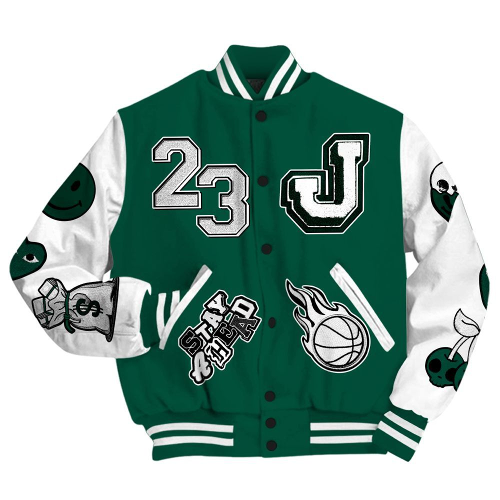 Varsity Jacket To Match Oxidized Green 4s - Hustles Money Number 23 All Over Print
