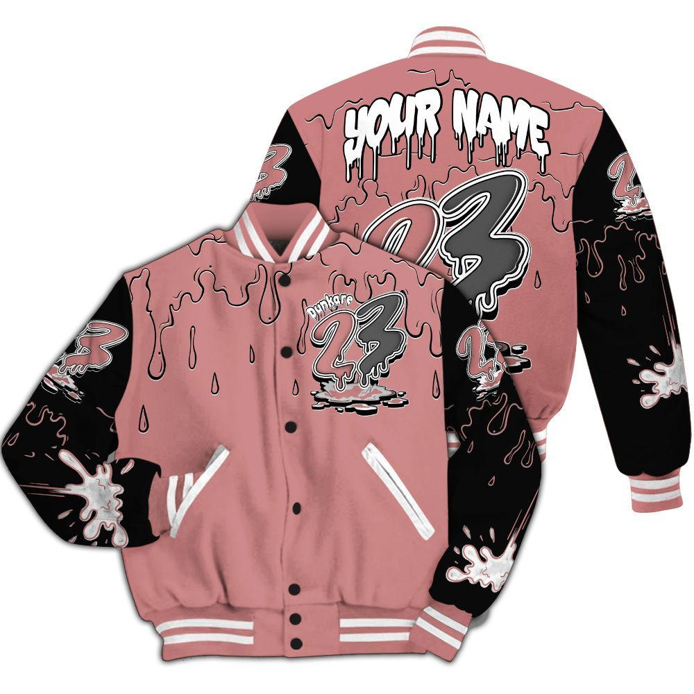 Varsity Jacket To Match Low OG Rust Pink 1s - Custom Name 23 Drip Sludges All Over Print