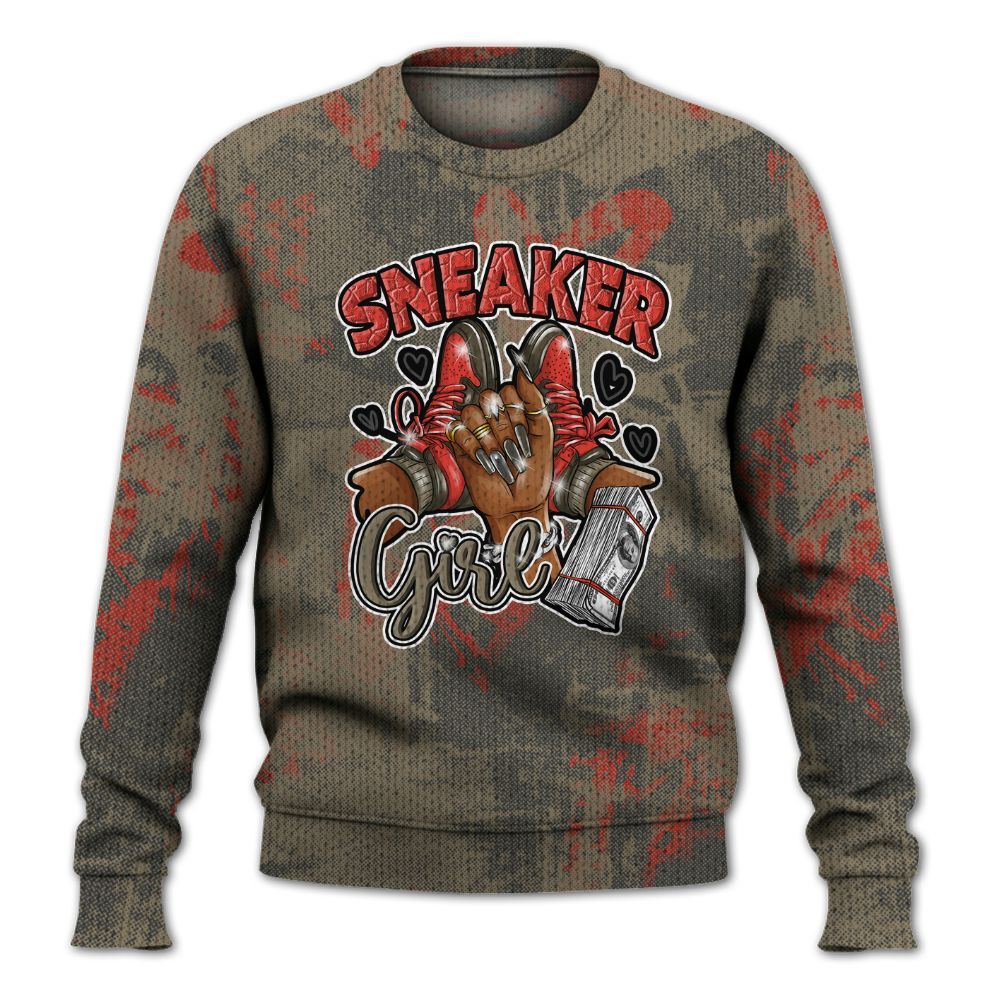 Knitted Sweater To Match Olive 9s - Sneakerz Girlz Heart Grunge