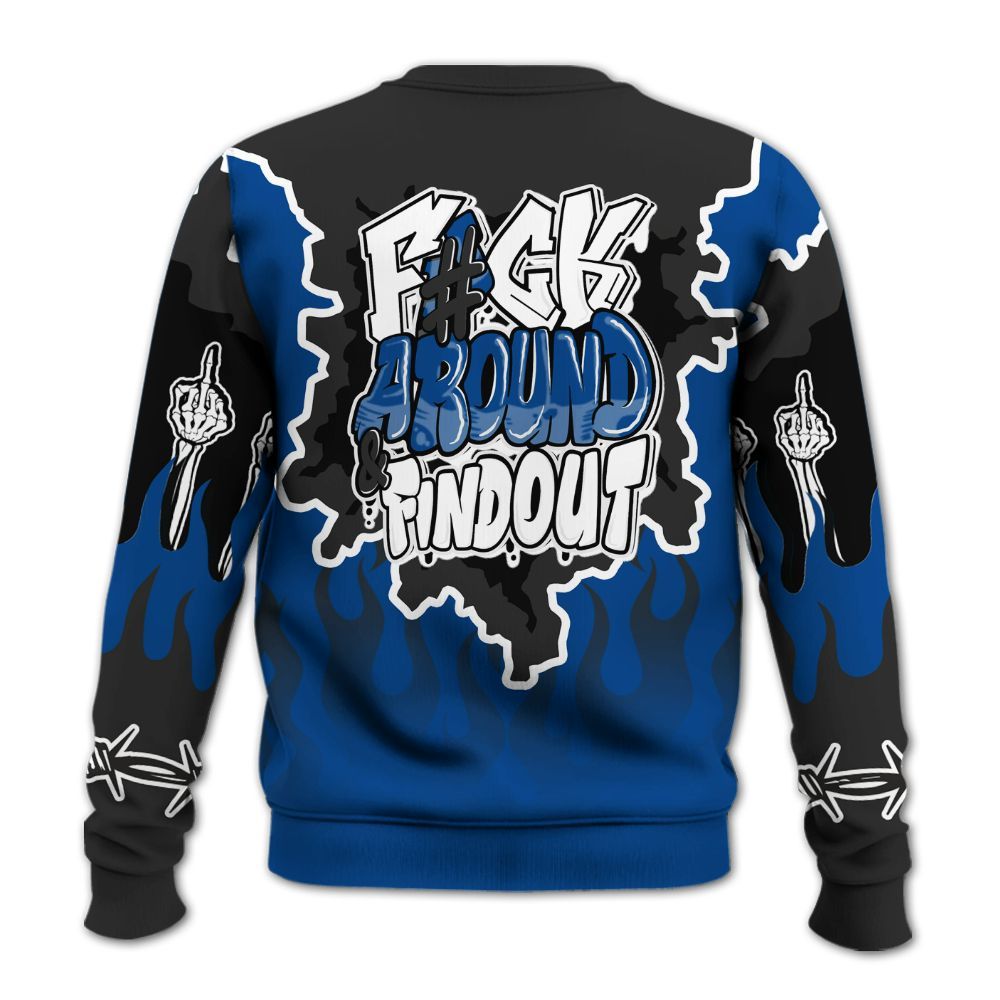 Sweatshirt To Match Low 85 Royal 1s - F Around Find Out Graphic Trapped All Over Print