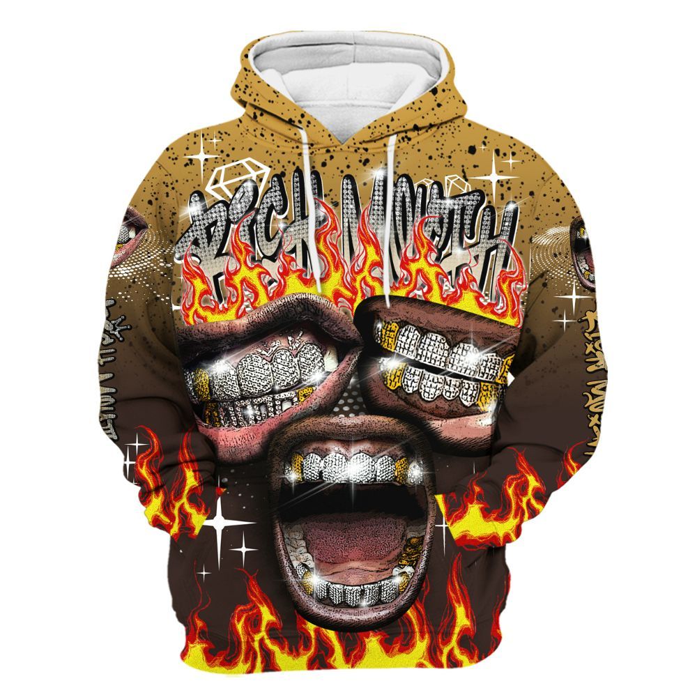 Hoodie To Match 2025 Retro Earth 5s - Rich Mouth Fire Rap Retro 90s All Over Print