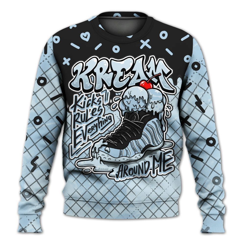 Sweatshirt To Match Foamposite One Psychic Blue - Kream Kicks Rule Drip All Over Print