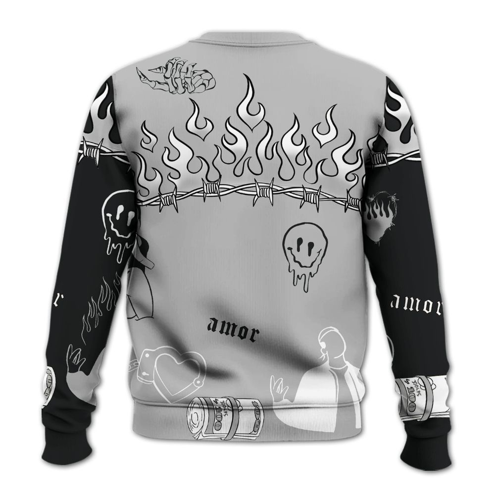 Sweatshirt To Match Low 85 Metallic Black 1s - Snake Trust No One All Over Print