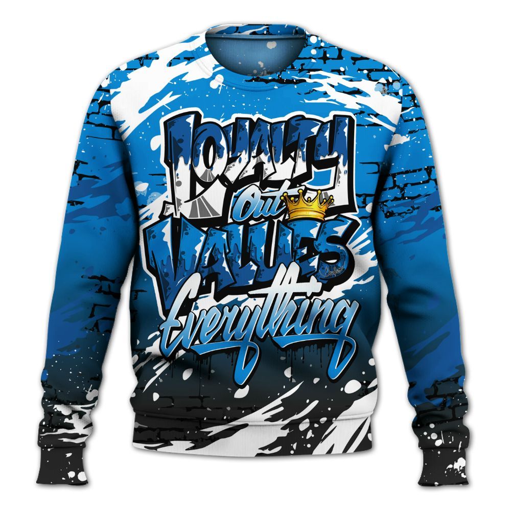 Sweatshirt To Match High OG FragmentxULA White Black 1s - Values Of Loyalty Drip All Over Print