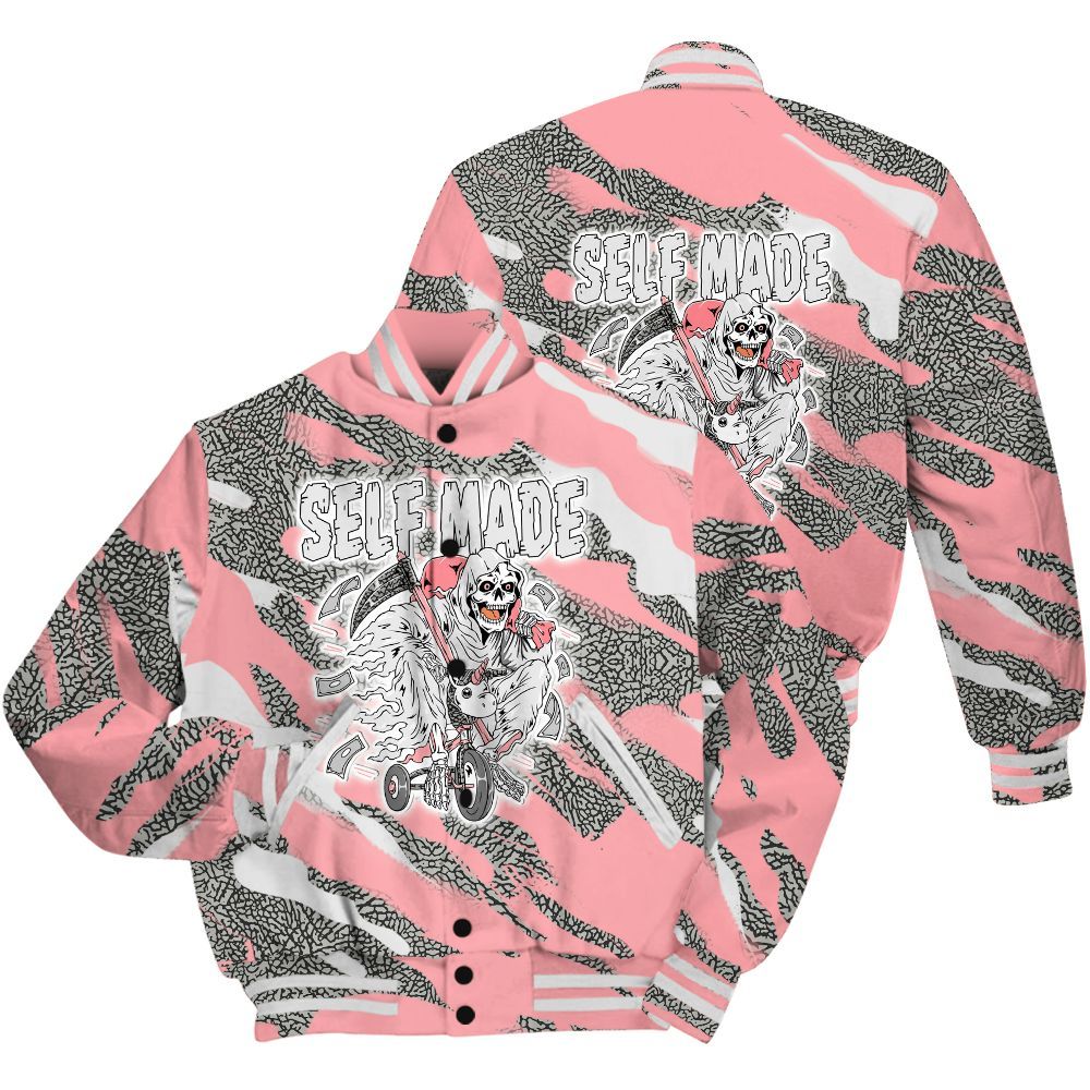 Varsity Jacket To Match Retro Wings 3s Shirt - Self Make Skeleton Colored All Over Print