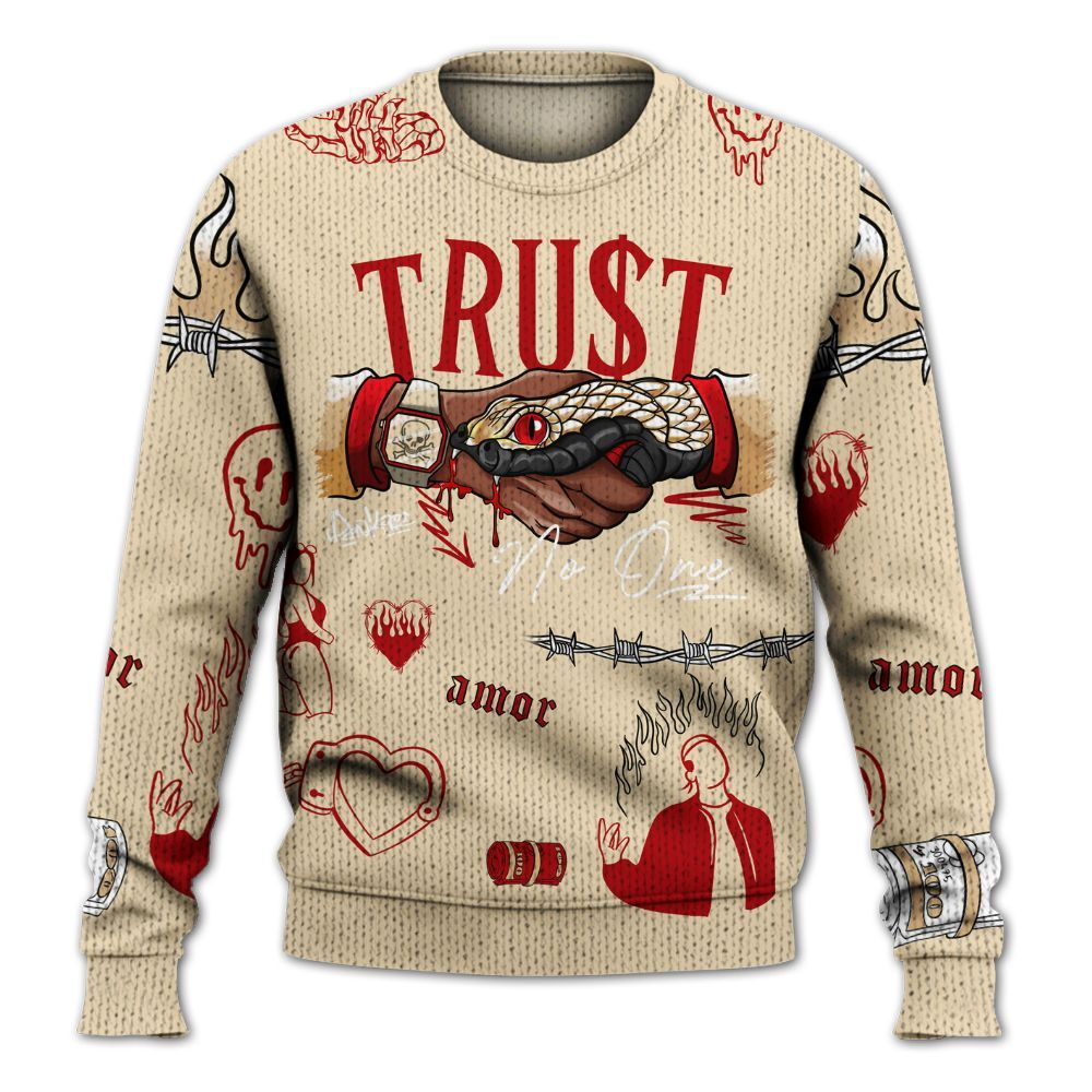 Knitted Sweater To Match Dunk Low Strawberry Waffle, Snake Trust No One