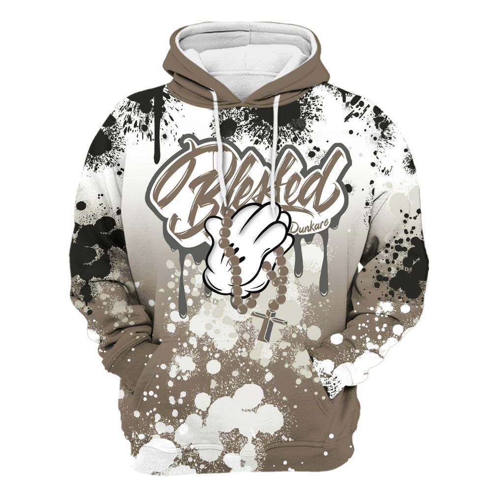 Hoodie To Match Low OG Dark Mocha 1s - God Blessed Ink Drip All Over Print