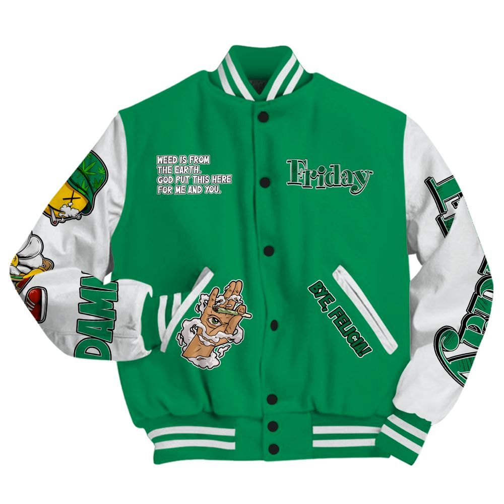 Varsity Jacket To Match Mid Lucky Green 1s - Friday Sneaker Stress Style All Over Print
