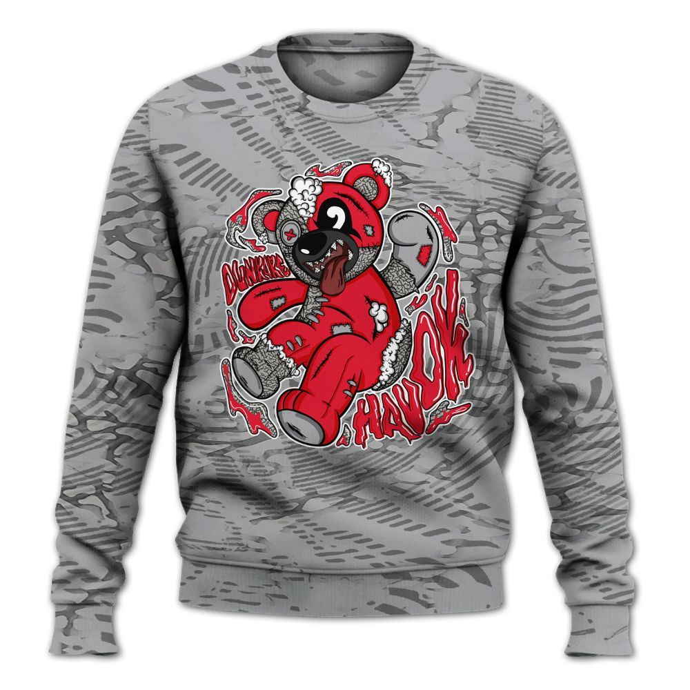 Sweatshirt To Match Black Cement 3s - Havok Bear All Over Print