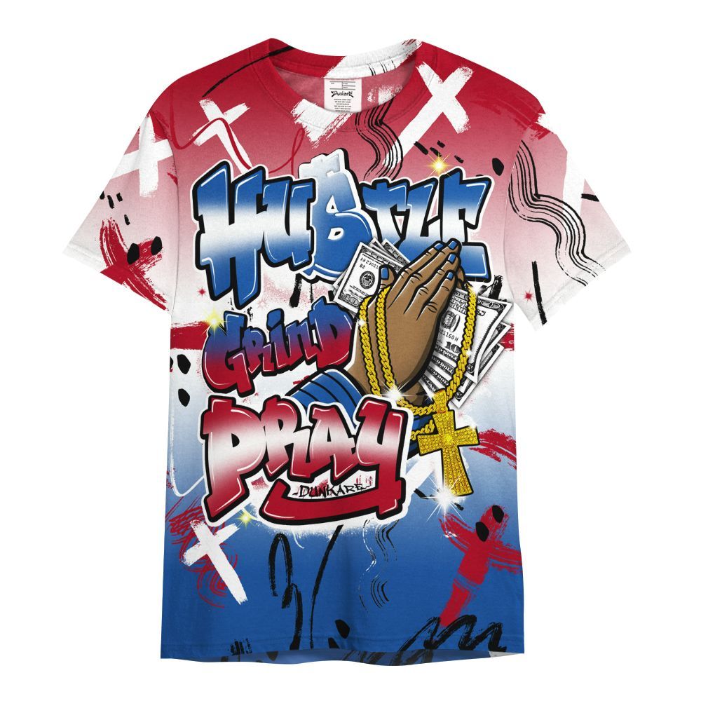 Shirt To Match Air Griffey Max Black Red Navy Blue 1s - Money Hustle Grind Pray All Over Print