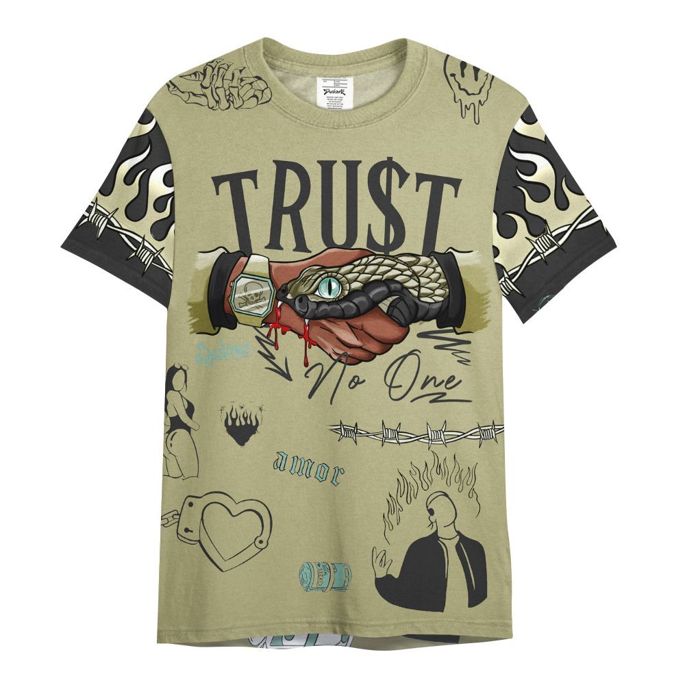 Shirt To Match Dunk Low Suede Olive Aura - Snake Trust No One All Over Print