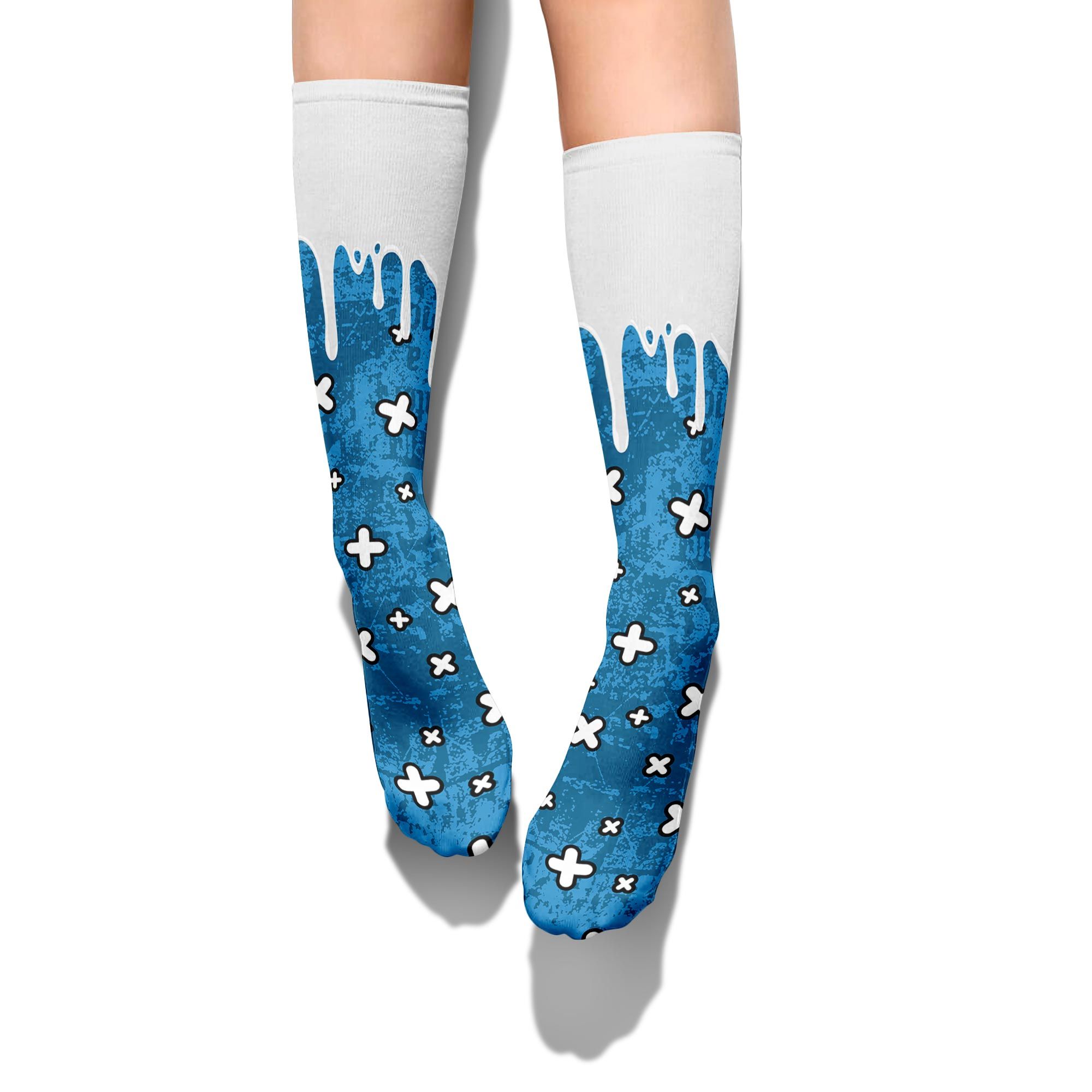 Sock To Match Powder Blue 9s - Dripping Signs Graphic Unisex