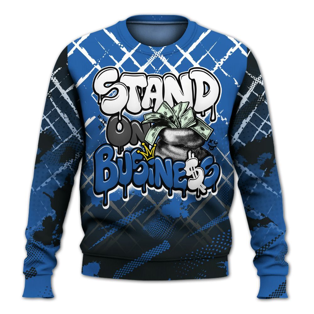 Sweatshirt To Match Brave Blue 13s - Halftone Stand Business Dripping All Over Print