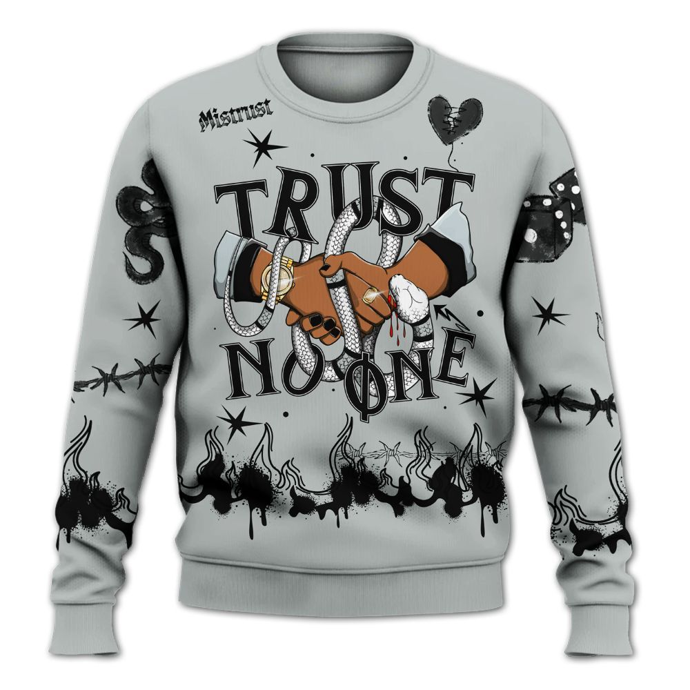Sweatshirt To Match Black Wolf Grey 12s - Trust No One Snake-Bite Doodle Crayon All Over Print