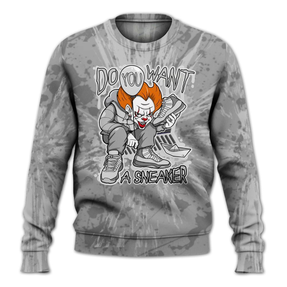 Sweatshirt To Match Black Wolf Grey 12s - Clown Scary Sneakers Graphic Halloween All Over Print