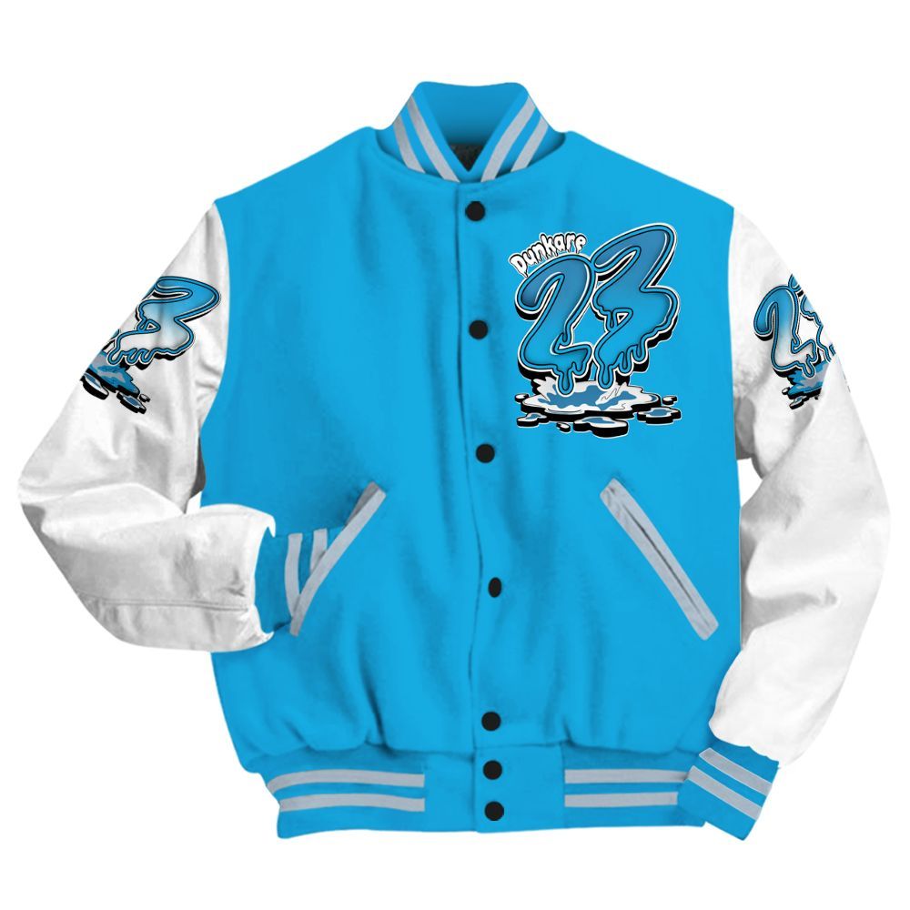 Varsity Jacket To Match University Blue Low 2026 11s - Custom Name 23 Drip All Over Print