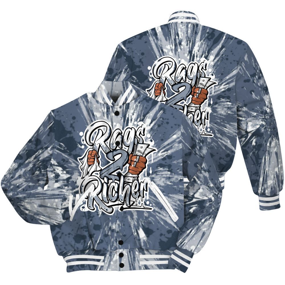 Varsity Jacket To Match Low Diffused Blue 11s Shirt - Rag 2 Rich Graphic Luxury All Over Print