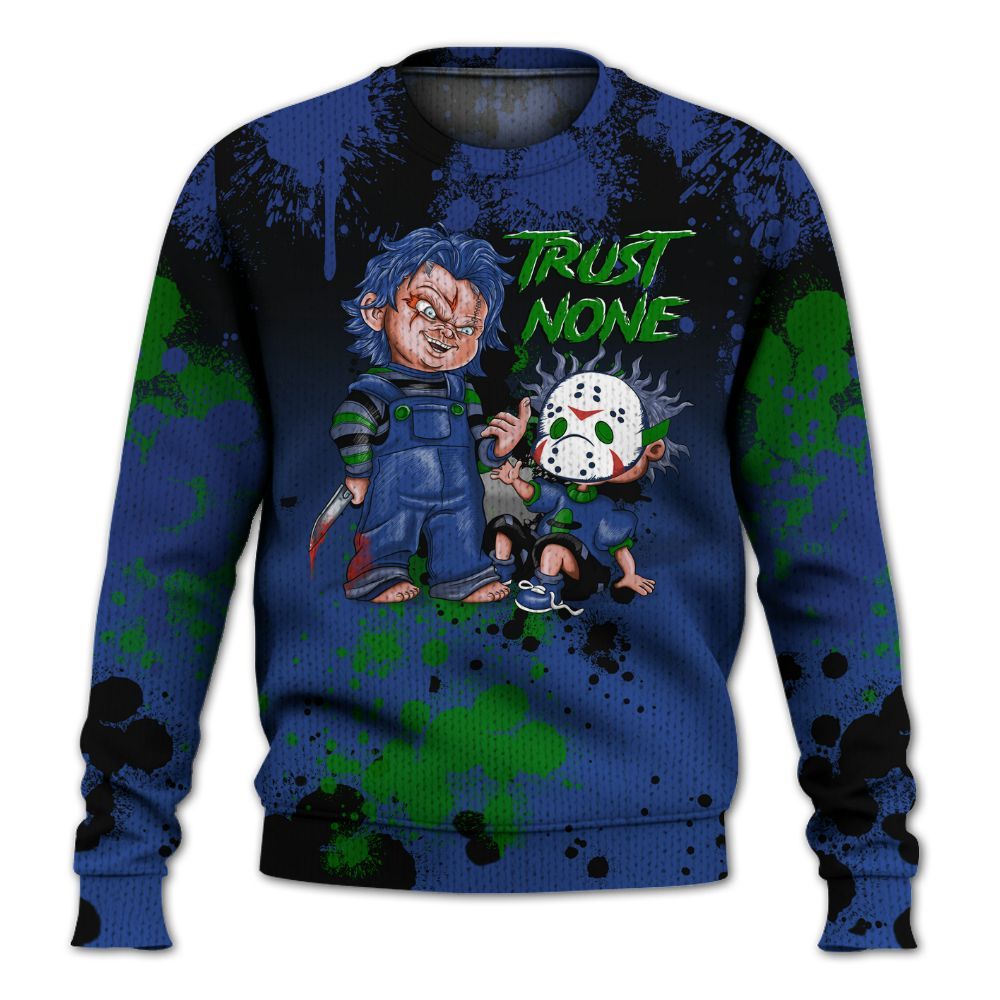 Knitted Sweater To Match Retro Hyper Royal 13s - Trust No One Scary