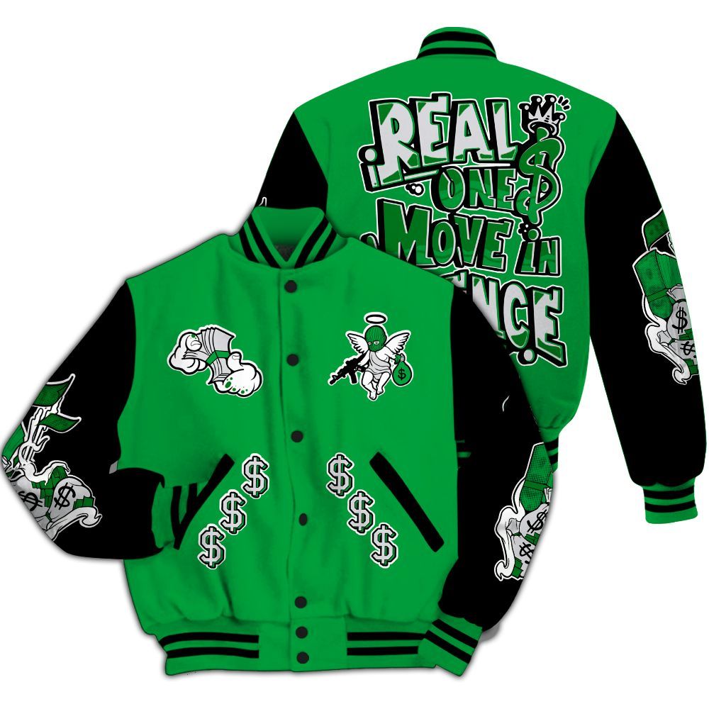 Varsity Jacket To Match Low Lucky Green 1s - Ones Move In Silence Graphic All Over Print