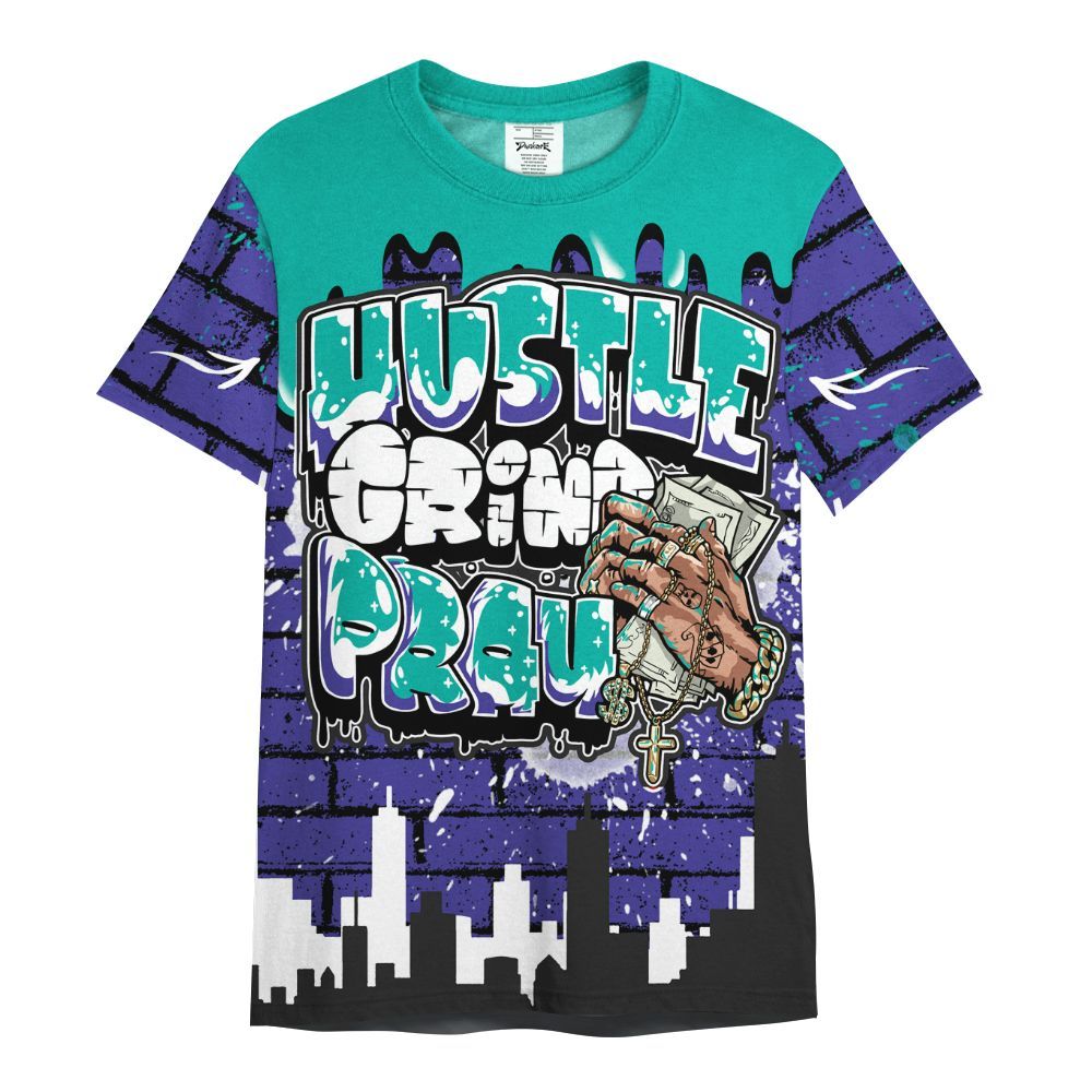 Shirt To Match Retro Grape 5s - Hustles Grind Pray Drip All Over Print