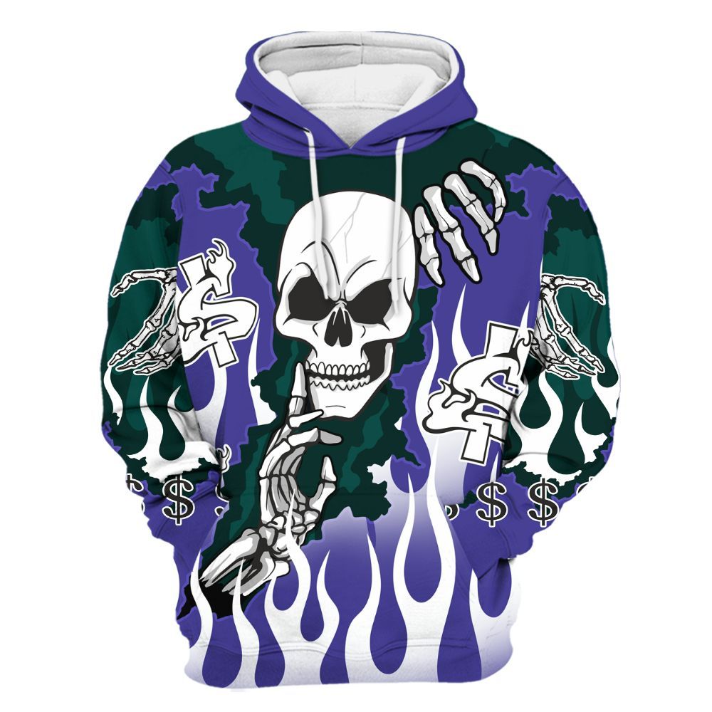Hoodie To Match Retro Grape 5s - Ones Move In Silence All Over Print