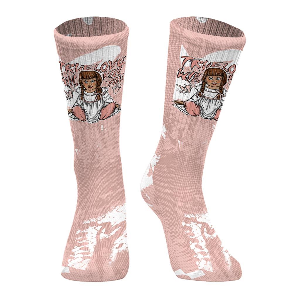 Sock To Match Low Legend Pink 11s - Genuine Loves Bear Halloween Heart Grunge