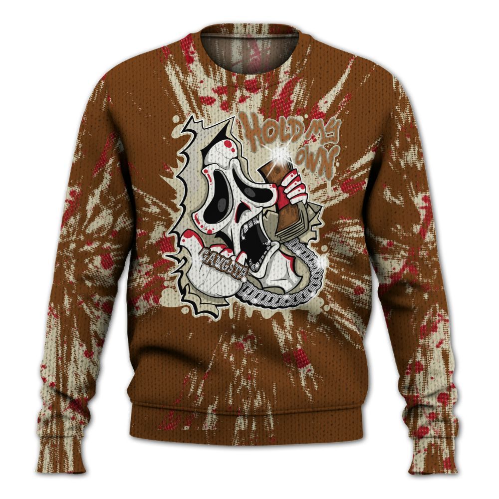 Knitted Sweater To Match Archaeo Brown 5s - Hold My Own Graphic Halloween