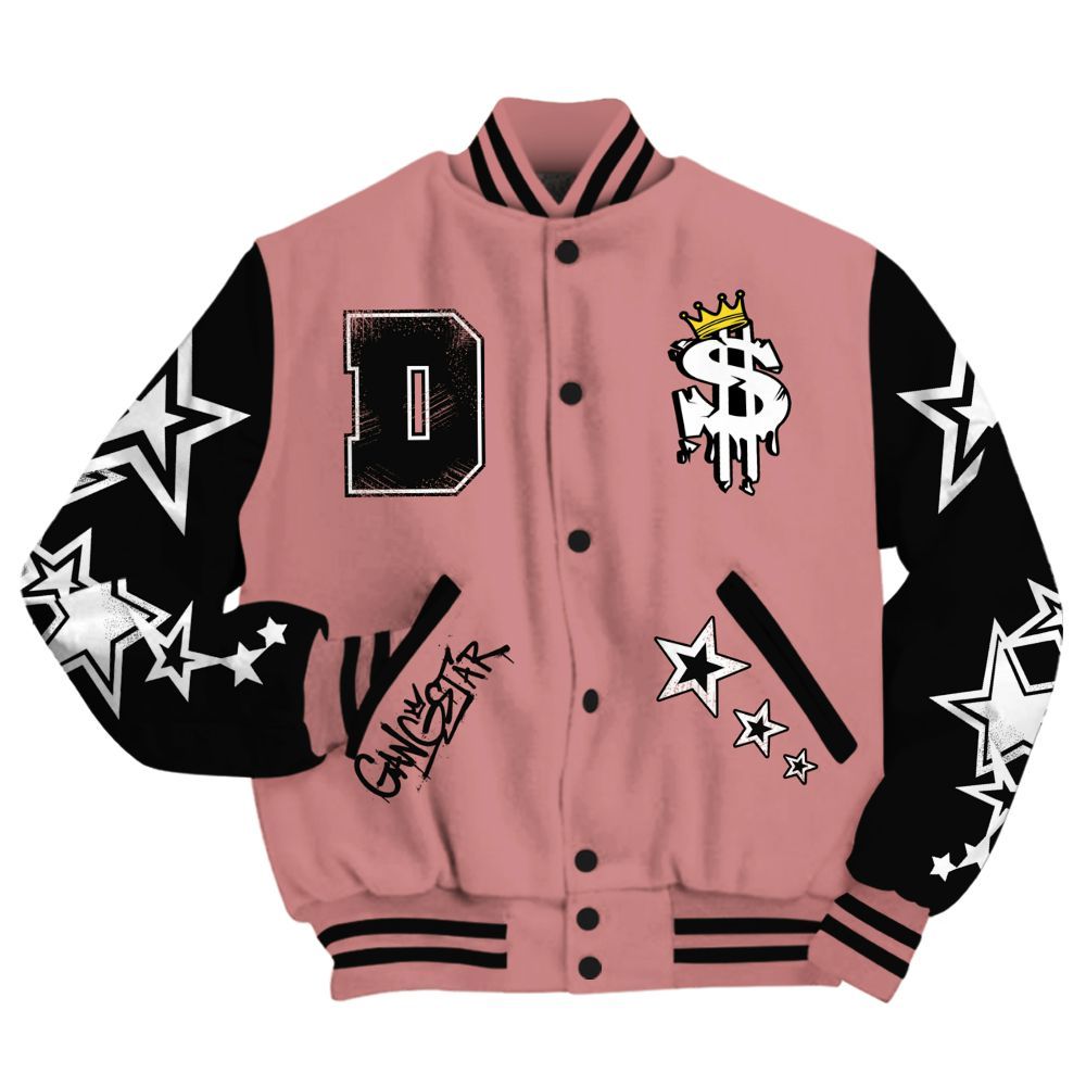 Varsity Jacket To Match Low OG Rust Pink 1s - Lucky Money Paid In Full Retro All Over Print