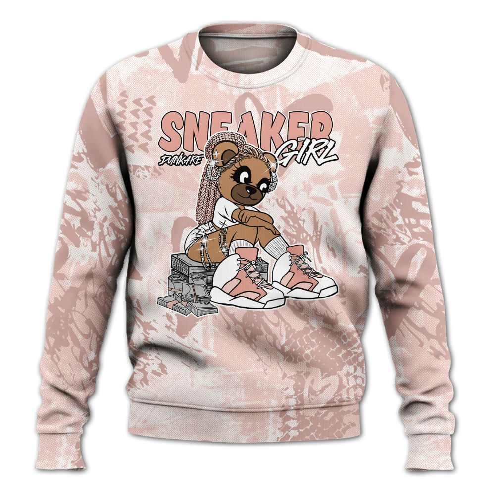 Sweatshirt To Match Low Legend Pink 11s - Sneaker Girl Bear Heart Grunge All Over Print