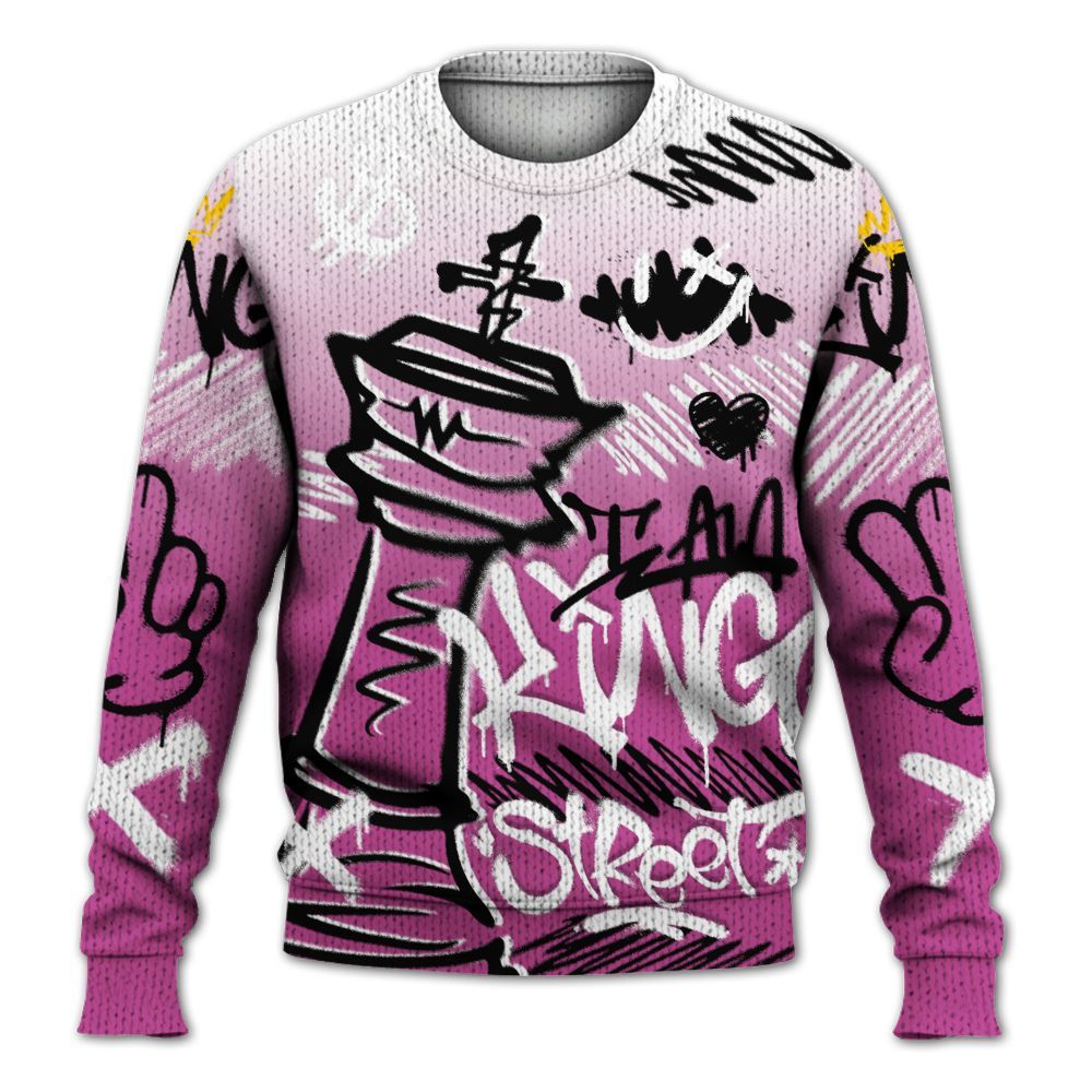 Knitted Sweater To Match Dunk Low Active Fuchsia - Street King Chess Streetwear