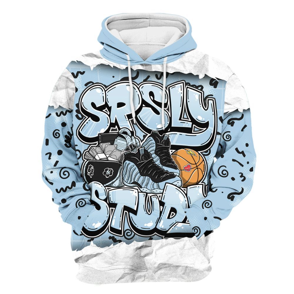 Hoodie To Match Foamposite One Psychic Blue - SRSLY Study Doodle All Over Print