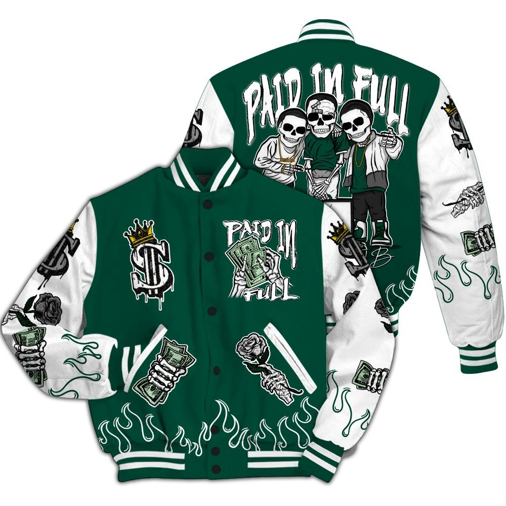 Varsity Jacket To Match Oxidized Green 4s - Fire Everybody Paid In All Over Print