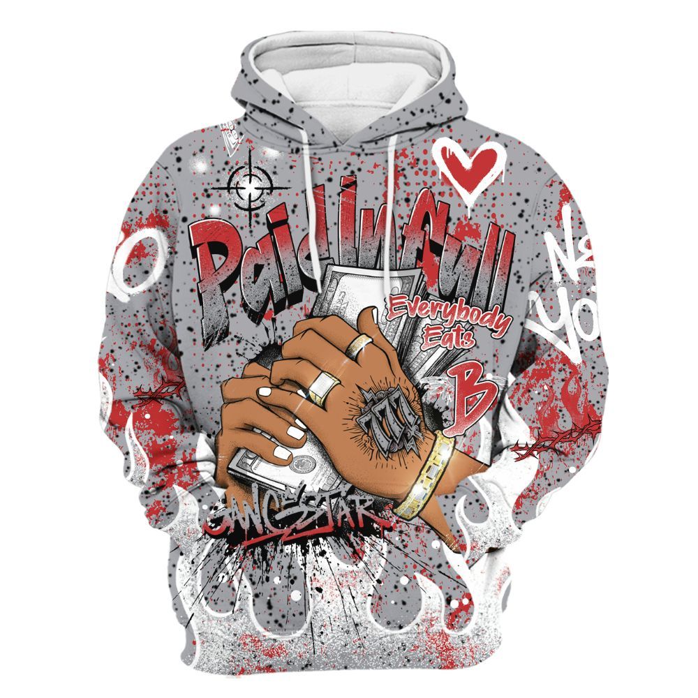 Hoodie To Match White Cement 4s - Lucky Money Paid In Full Graffiti All Over Print