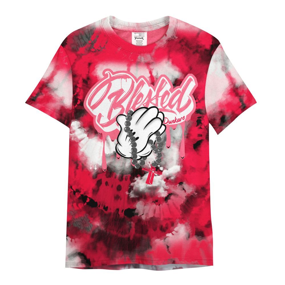 Shirt To Match Retro Fire Red 3s - God Blessed Tie Dye All Over Print