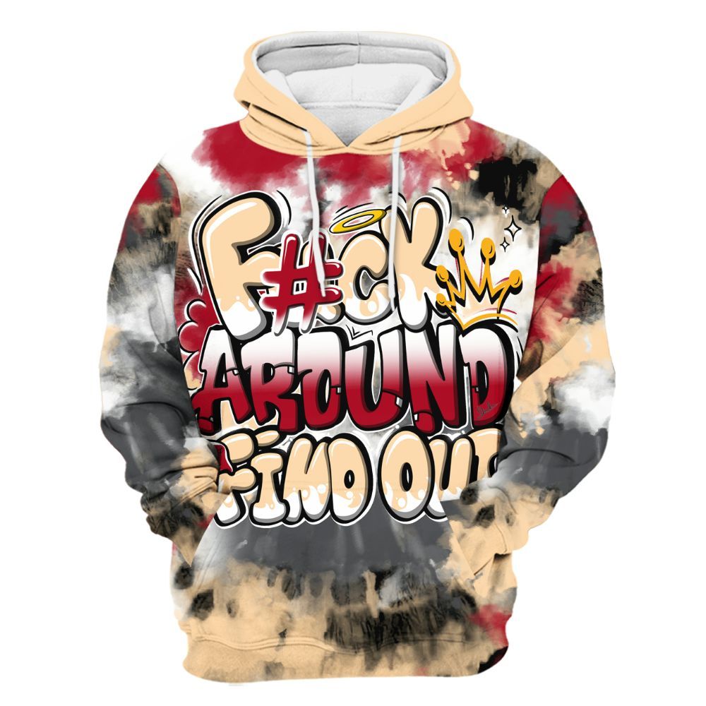 Hoodie To Match Retro Pizza GS 4s - Tie Dye FK Around Find Out All Over Print