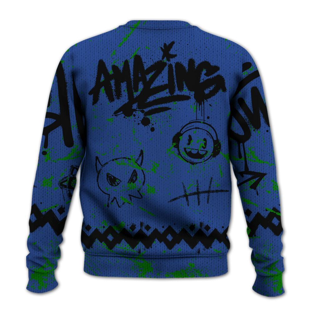 Knitted Sweater To Match Retro Hyper Royal 13s - Friday Sneaker Crayon