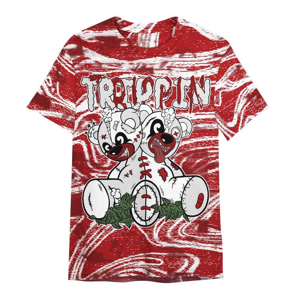 Shirt To Match Red Taxi 12s - Trippin Bear Blurry Graphic Shirt Unisex