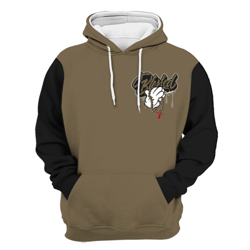 Hoodie To Match Olive 9s Varsity Jacket, Custom Name God Blessed Drip All Over Print