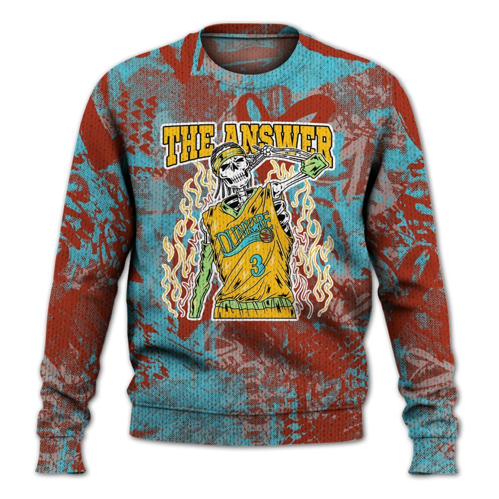 Knitted Sweater To Match SB Dunk Di'Orr Greenwood - Allen Answer Skeleton Heart