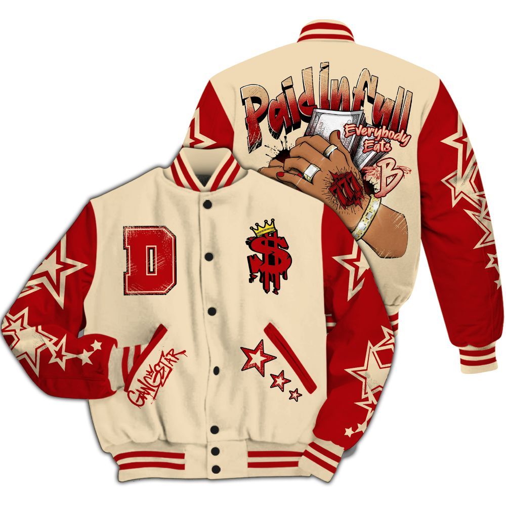Varsity Jacket To Match Dunk Low Strawberry Waffle - Lucky Money Paid In Full Retro All Over Print