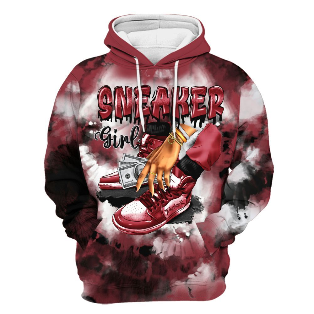 Hoodie To Match Black Toe 14s - SNEAKER Girl Money Drip Tie Dye All Over Print