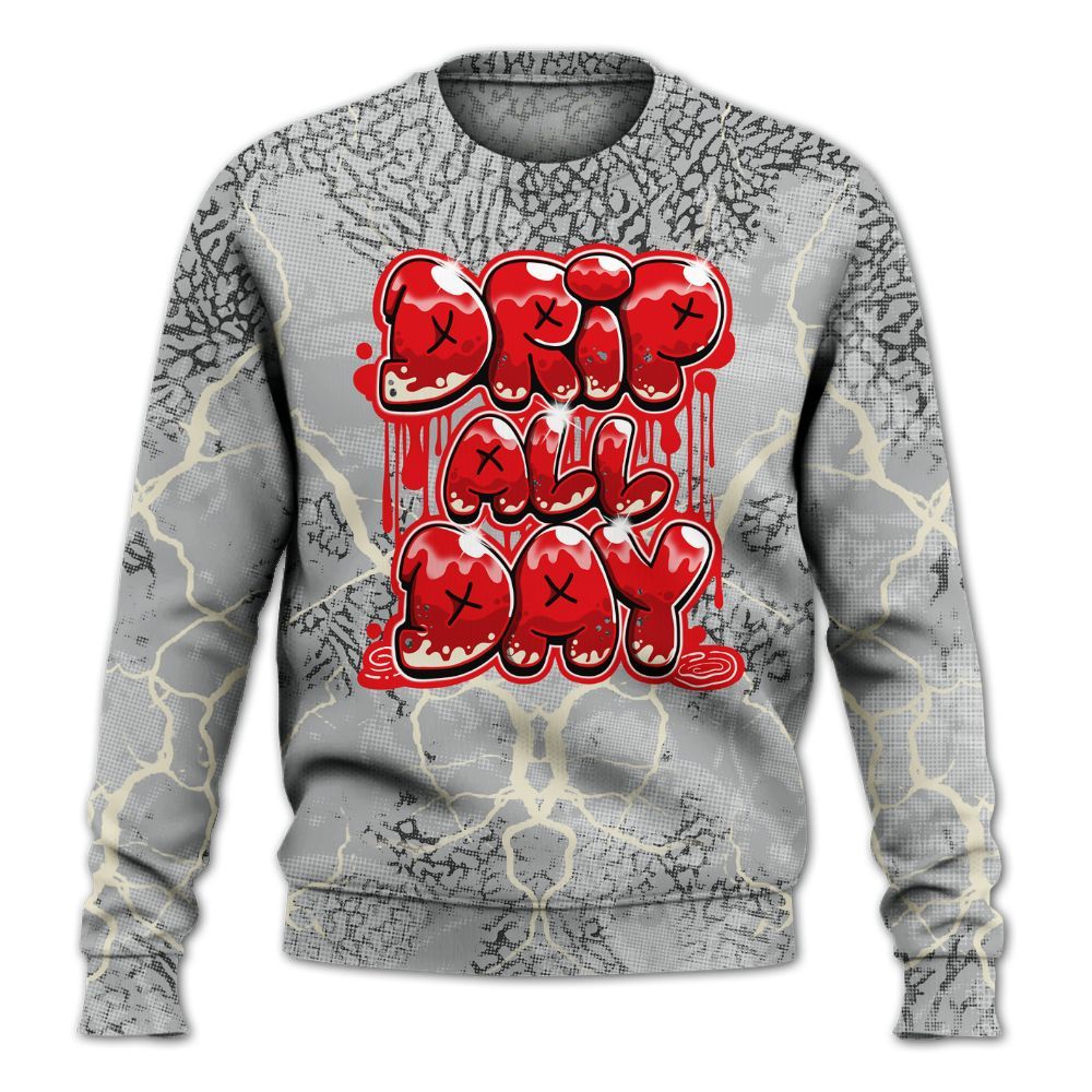 Sweatshirt To Match Cement Grey 3s - DRIPPIN Days Graphic Halloween All Over Print