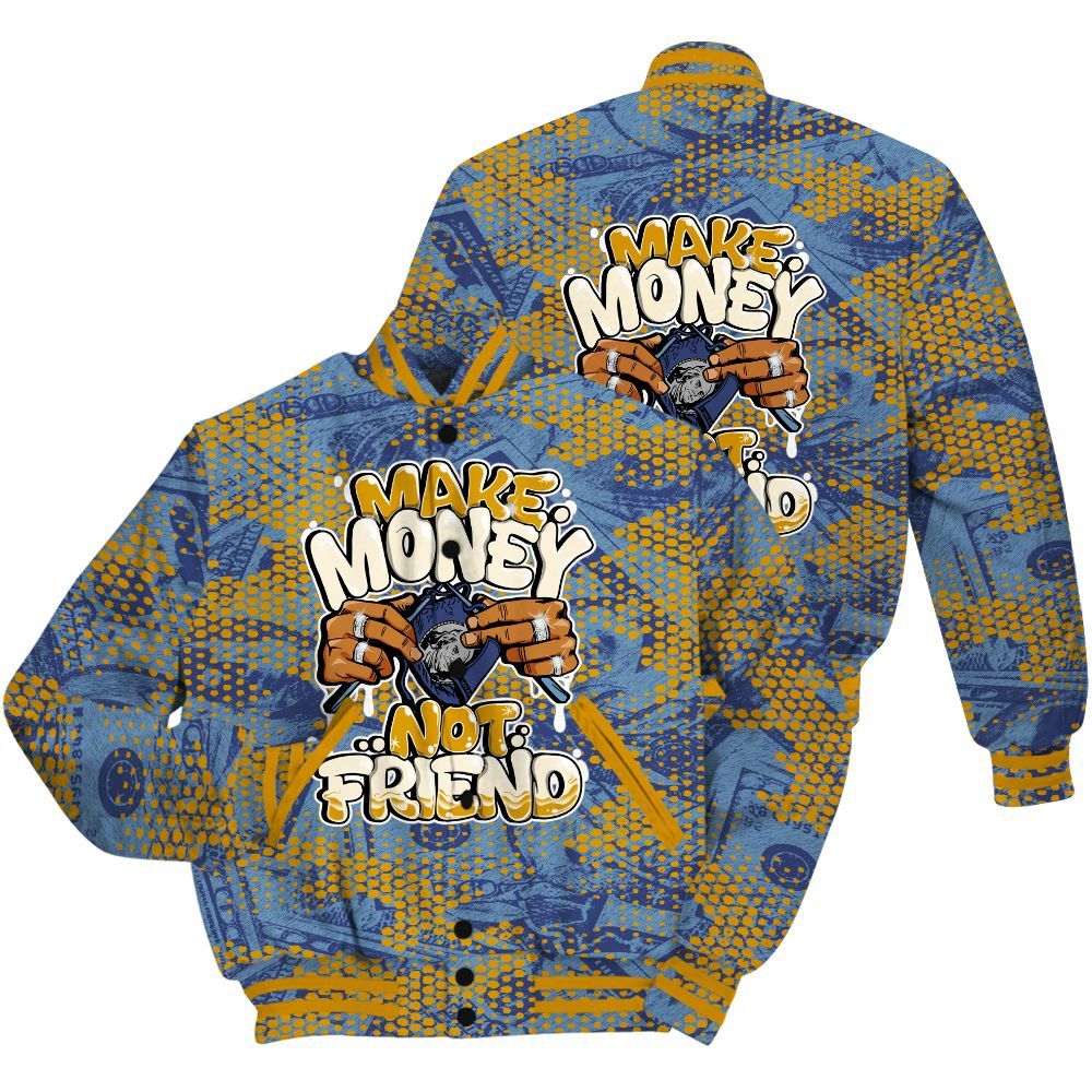 Varsity Jacket To Match High OG First In Flight 1s Shirt - Make Moneys Not Friend Graphic Banknotes All Over Print