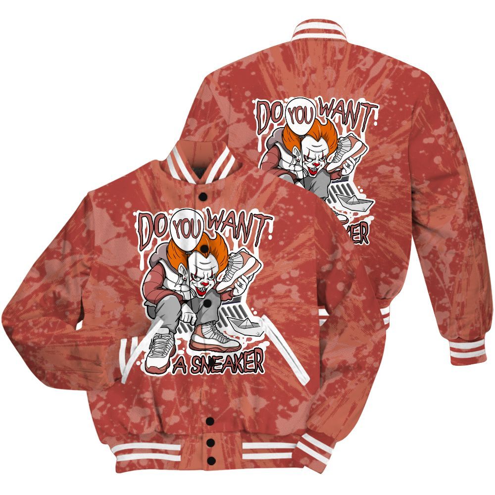 Varsity Jacket To Match Dune Red 13s Shirt - Clown Scary Sneakers Graphic Halloween All Over Print