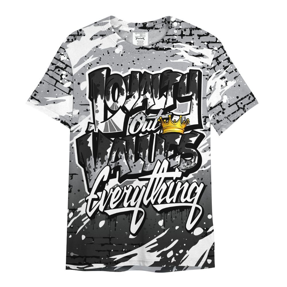 Shirt To Match White Cement 4s - Values Of Loyalty Drip All Over Print