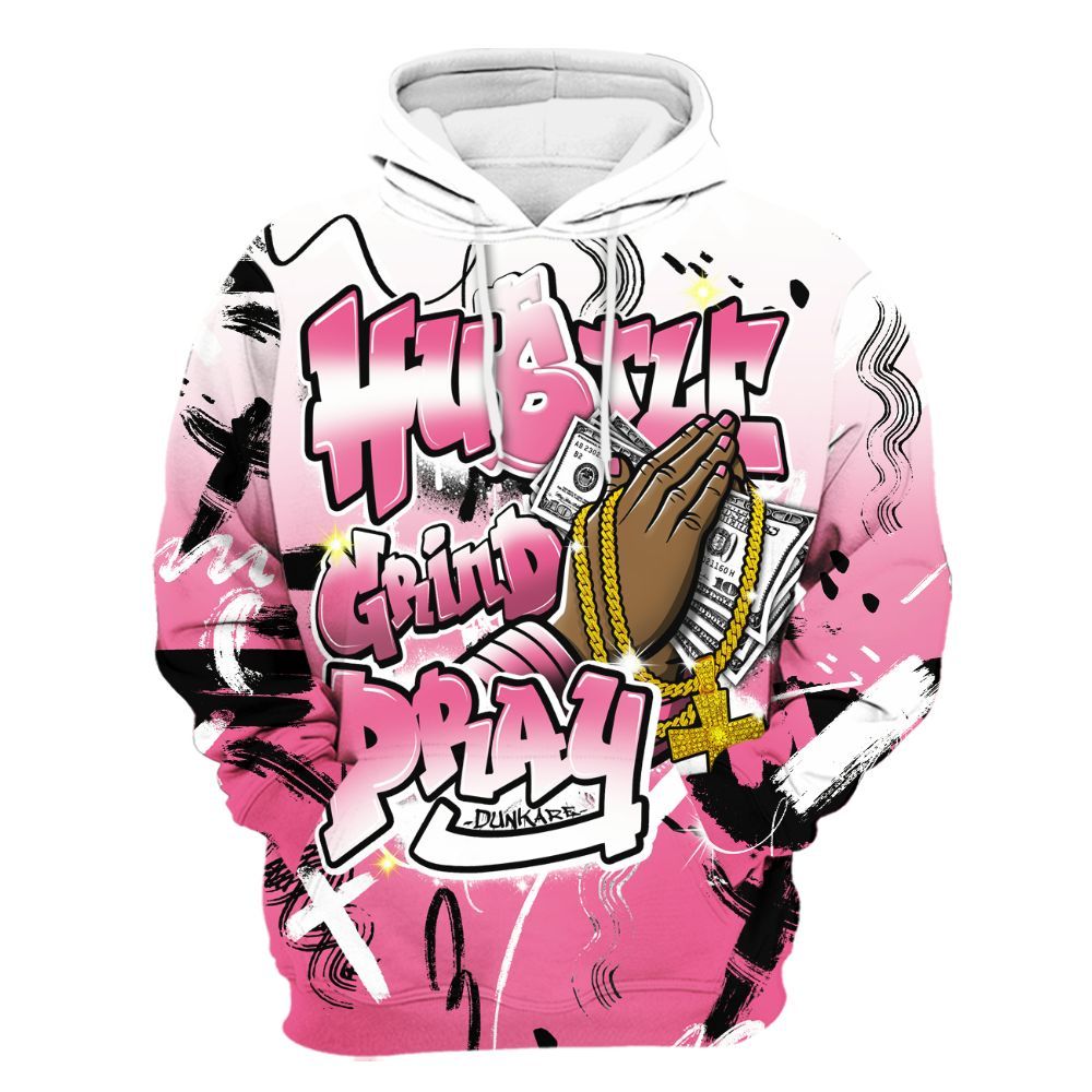 Hoodie To Match Air Max SNDR Hyper Pink - Money Hustle Grind Pray All Over Print