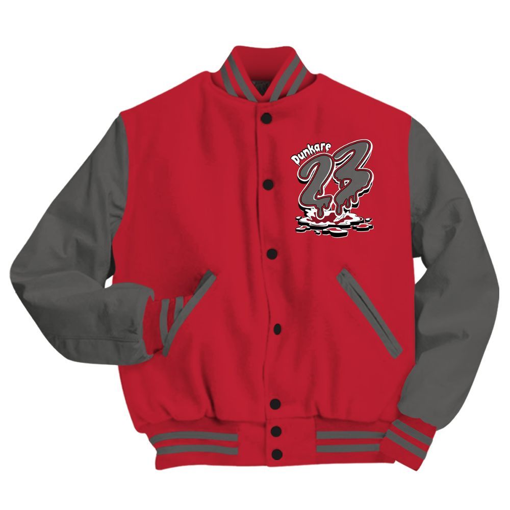 Varsity Jacket To Match Red Flint 13s - Custom Name 23 Drip All Over Print