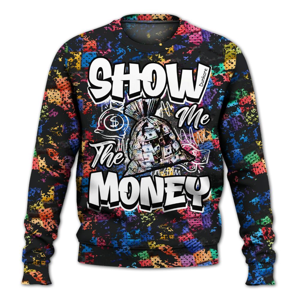 Sweatshirt To Match Air Rainbow Weave - Show Me The Money Retro All Over Print