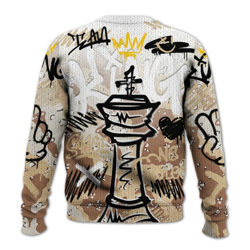 Knitted Sweater To Match Desert Camo 3s - Street King Chess Streetwear