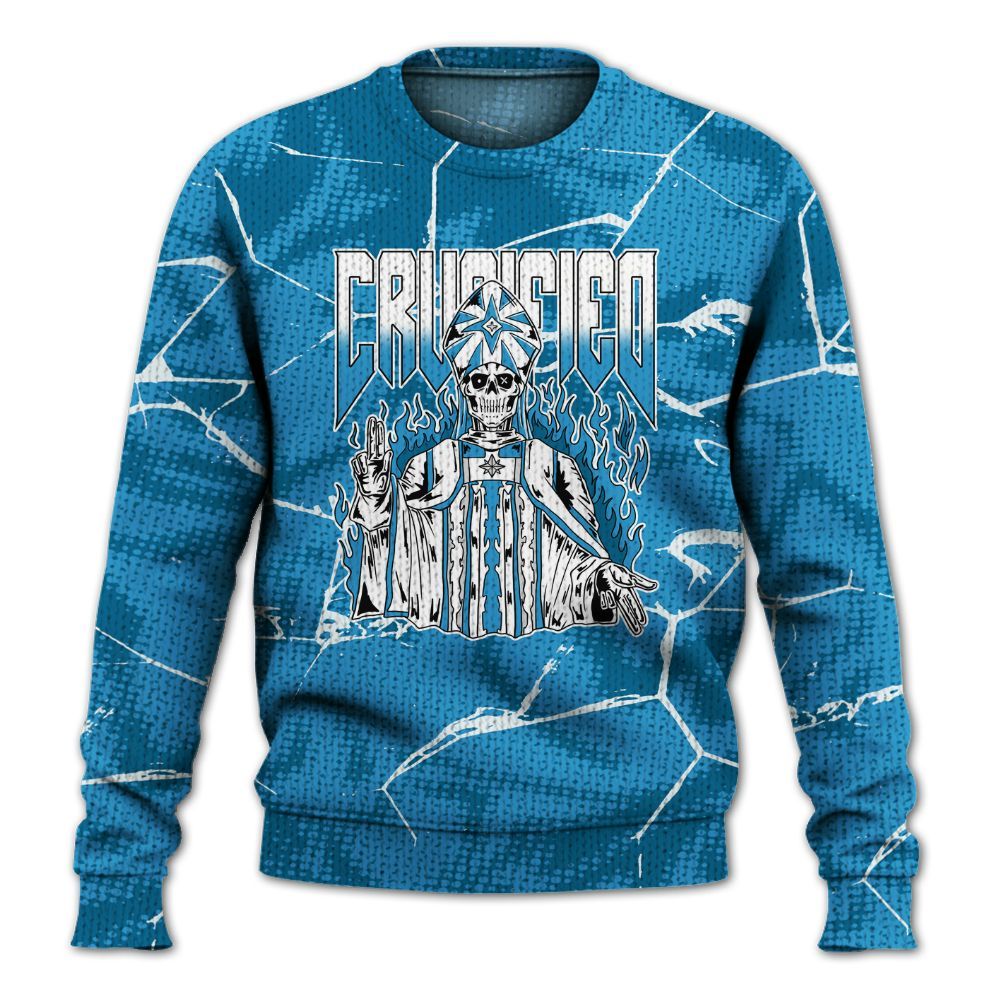 Knitted Sweater To Match Powder Blue 9s - Crucified Skeleton Crack